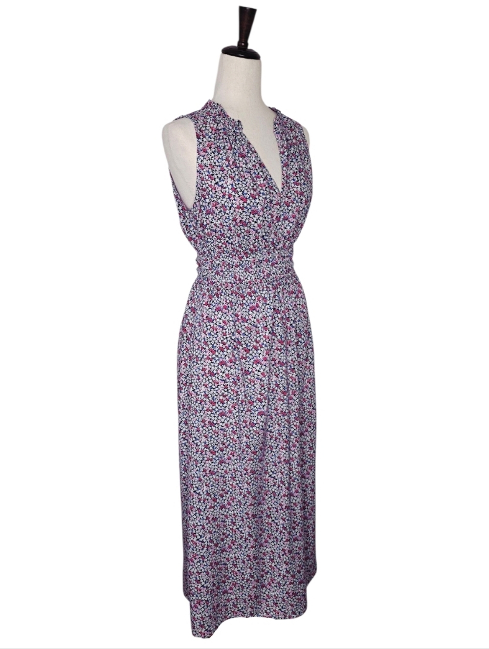 Gap Pink & Blue Floral Print Splitneck Maxi Dress Size S - Picture 3 of 9